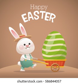 happy easter card bunny carrying egg