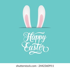Happy Easter Card And bunny ears 
With Gradient Mesh, Vector Illustration