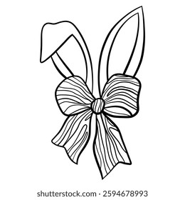 happy easter card with bunny ears and flowers. vector illustration