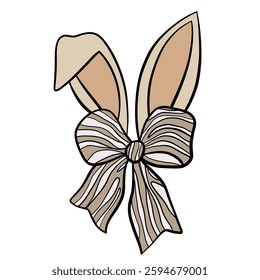 happy easter card with bunny ears and flowers. vector illustration