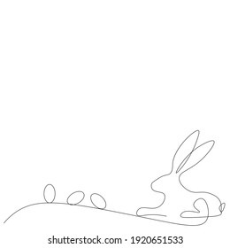 Happy easter card with bunny and egg, vector illustration