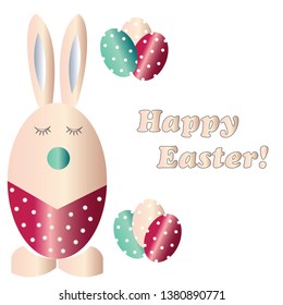 Happy Easter card with Easter bunny and eggs