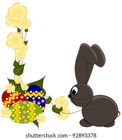 Happy Easter card - with bunny and eggs
