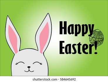Happy Easter card. Bunny with long ears