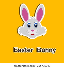 Happy Easter card with Easter bunny on yellow background .