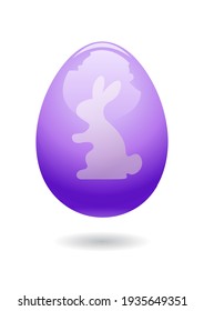 Tarjeta feliz de Pascua con silueta conejita sobre el fondo del huevo brillante. Ilustración del vector