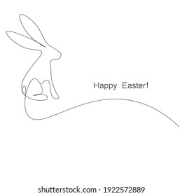 Happy easter card with bunny, vector illustration