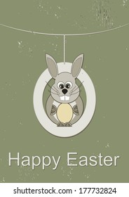 Happy Easter - Easter card with Easter bunny - vintage style