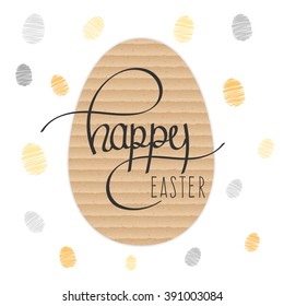 Happy Easter Card with cardboard egg and shadow. Happy Easter sign isolated on white background. Happy Easter Day Vector illustration for greeting card, invitation, poster, web banner