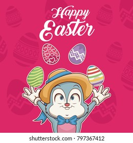 Happy easter card cartoon