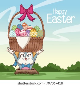 Happy easter card cartoon