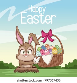 Happy easter card cartoon