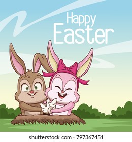 Happy easter card cartoon