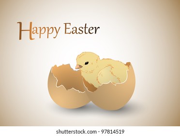 Happy Easter Card with Chicken | Editable Vector