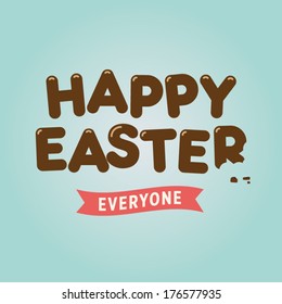 Happy easter card, chocolate letters vector design