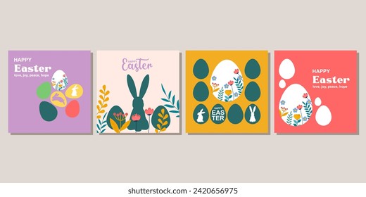 Happy Easter Card Collection. vector illustration