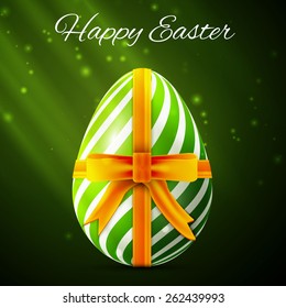 Happy Easter card with colorful decorated egg, vector design.