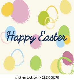 Carta feliz de Pascua con huevos coloridos en colores calmados