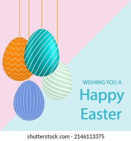 Happy Easter card with colorful eggs