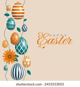 Happy Easter card with colorful eggs