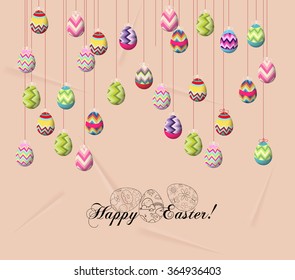 Happy easter card, colorful eggs
