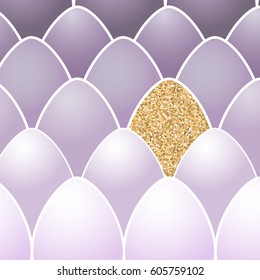 happy easter card with colorful eggs and gold glitter texture. egg hunt symbol