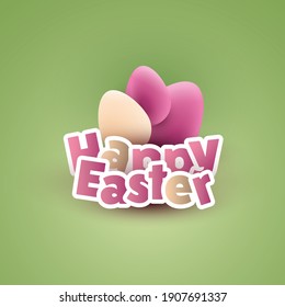 Feliz Tarjeta de Pascua con coloridos huevos de Pascua pintados 