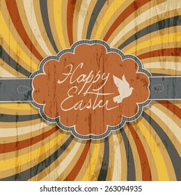 Happy Easter Card with Colorful Rays Background