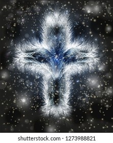 Happy Easter card with cross, vector illustration