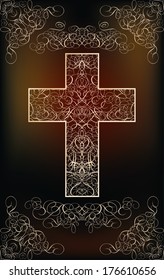 Happy Easter card with cross, vector illustration 
