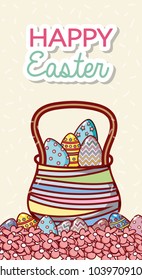 Happy easter card with cute animal cartoon