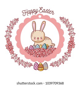 Happy easter card with cute animal cartoon