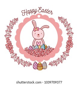 Happy easter card with cute animal cartoon