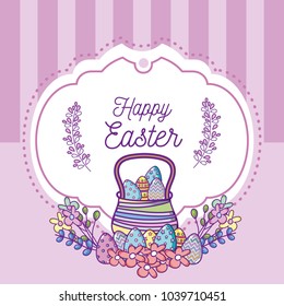 Happy easter card with cute animal cartoon