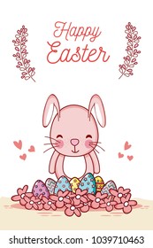 Happy easter card with cute animal cartoon