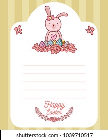 Happy easter card with cute animal cartoon