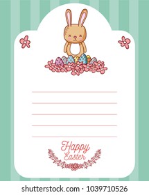 Happy easter card with cute animal cartoon