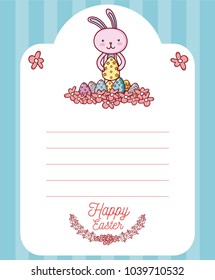 Happy easter card with cute animal cartoon