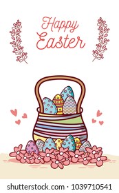 Happy easter card with cute animal cartoon