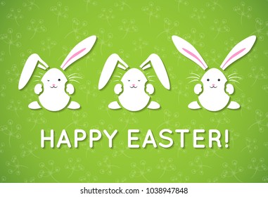 Happy Easter card with cute bunnies like Easter eggs