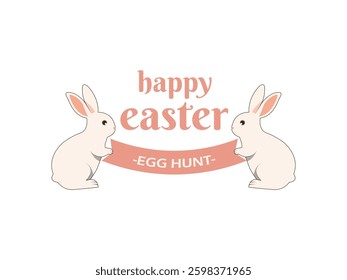 Happy easter card with cute bunnies vector illustration