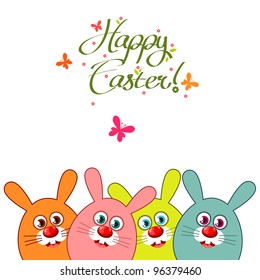 Happy Easter card with cute bunnies