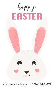 Happy Easter card,  cute bunny. Easter rabbit. Vector Illustration. 
