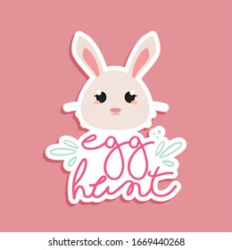 Feliz tarjeta de Pascua con un lindo conejito - Vector