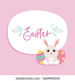 Happy easter card with a cute bunny - Vector