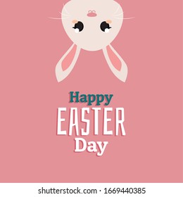 Happy easter card with a cute bunny - Vector
