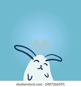 Happy Easter card - cute bunny, empty vector illustration  