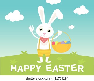 Happy Easter card with cute bunny. Easter bunny