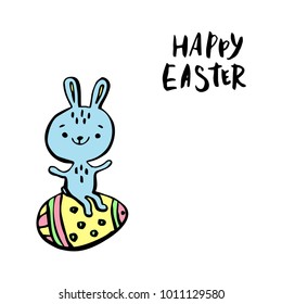 Happy Easter card with cute bunny.Vector illustration.