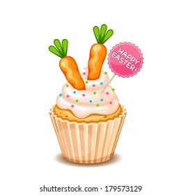 Happy Easter Card With Cute Cupcake